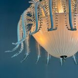 Venetian chandelier in white and gold Murano glass, circa 1980