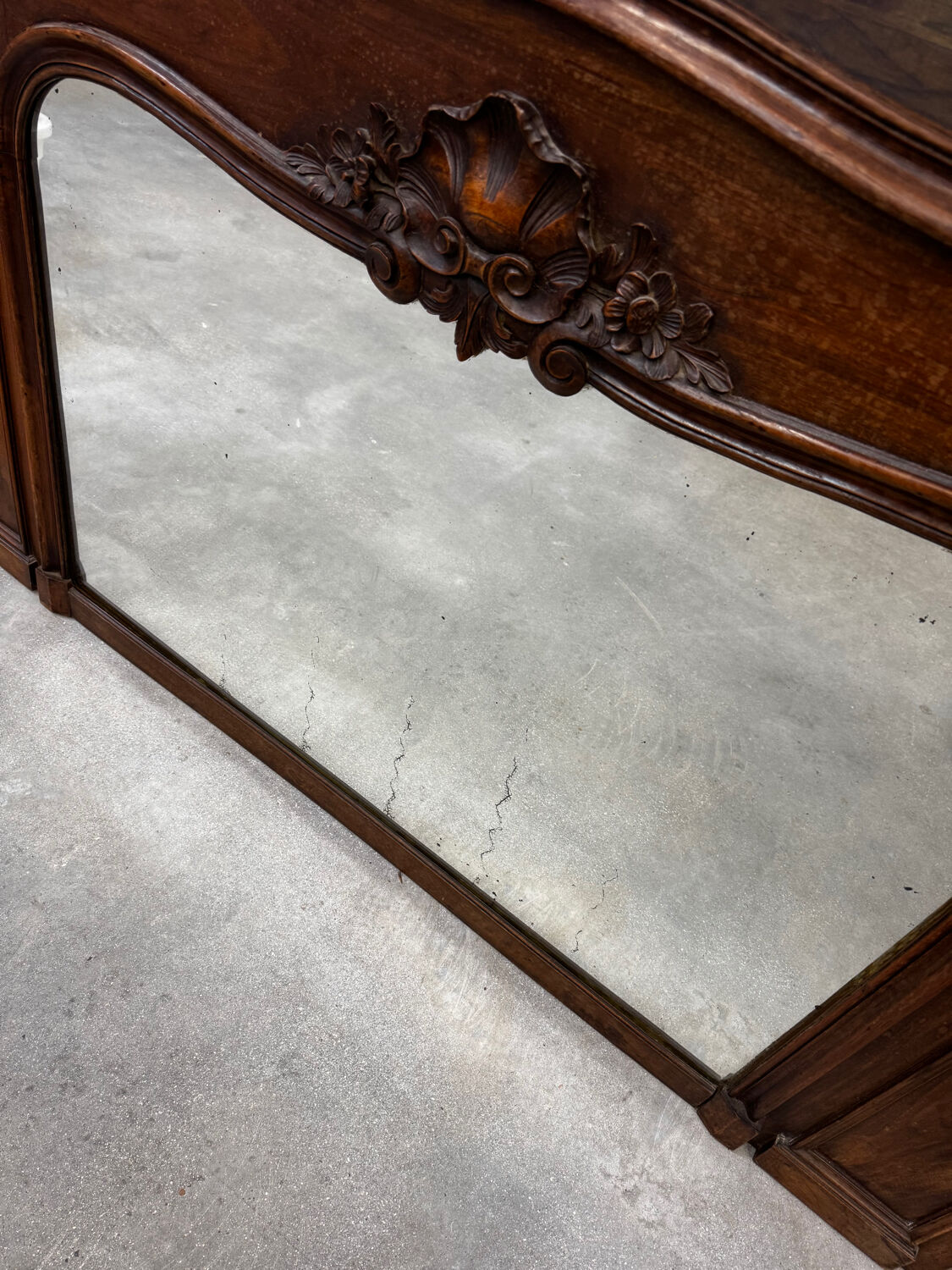 Antique grand trumeau fireplace mirror