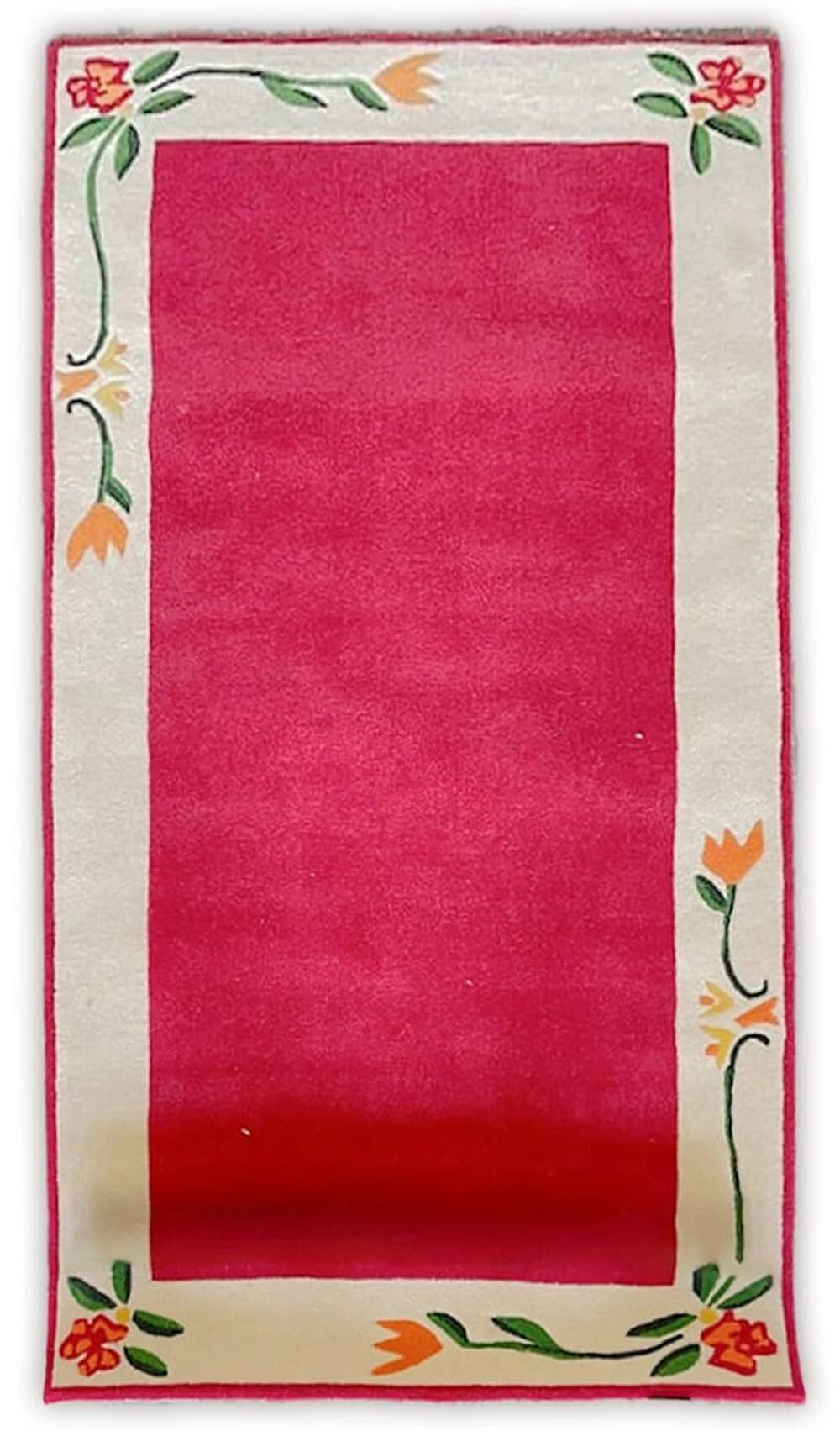 Hand-tufted wool rug "Blütenbordüre" Tisca 1980s France