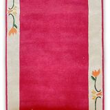 Hand-tufted wool rug "Blütenbordüre" Tisca 1980s France