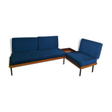Daybed bench sofa angle teak and Scandinavian rosewood