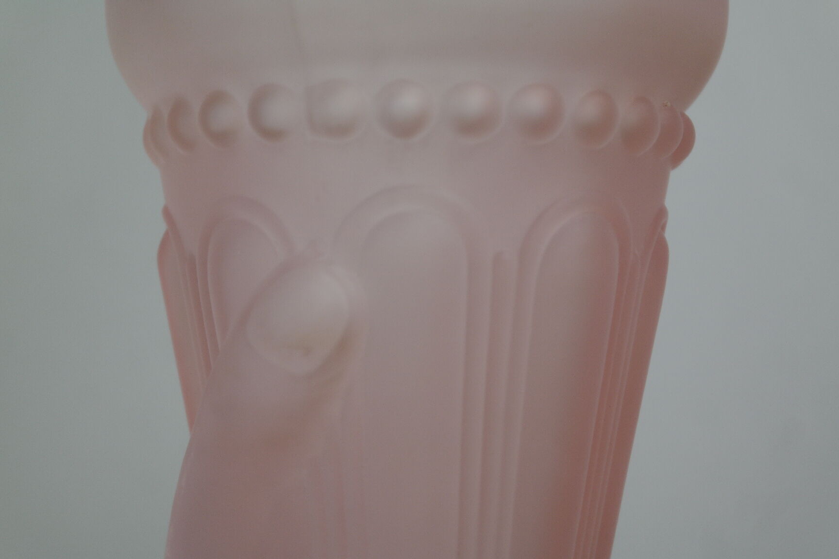 Art Deco vase, rose, hand-painted, frosted glass.