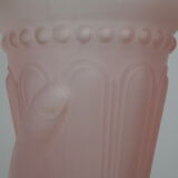 Art deco vase pink hand torch frosted glass