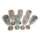 Set of 7 champagne flutes. Made of cut crystal.