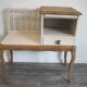 Redesigned beige and wood telephone bench