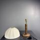 Midcentury brutalist wood turned mushroom table lamp, Charles Dudouyt style
