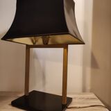 Lamp " phanera " brass marble lampshade lacquered black golden made in France