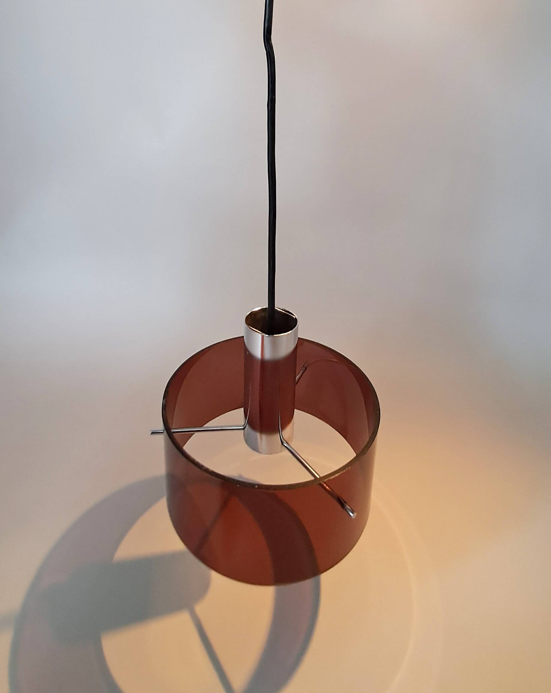 Oxar 1970 pendant light in smoked brown pvc.