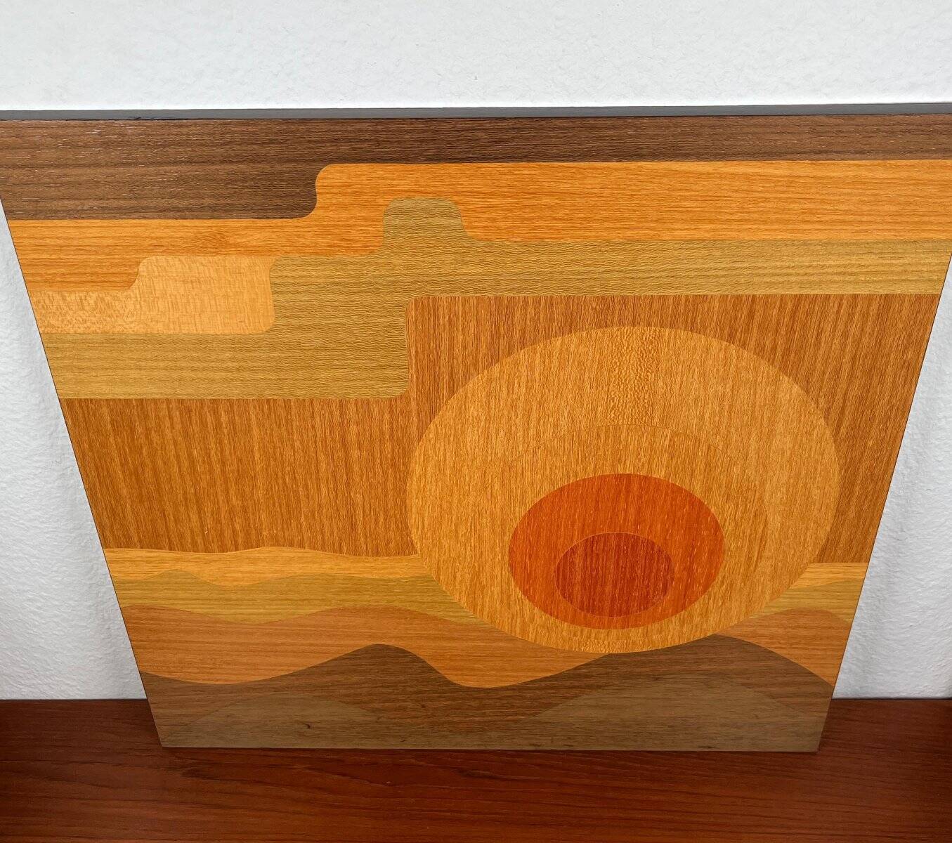 Mid-century wood veneer intarsia wall panel, 1960s