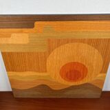 Mid-century wood veneer intarsia wall panel, 1960s