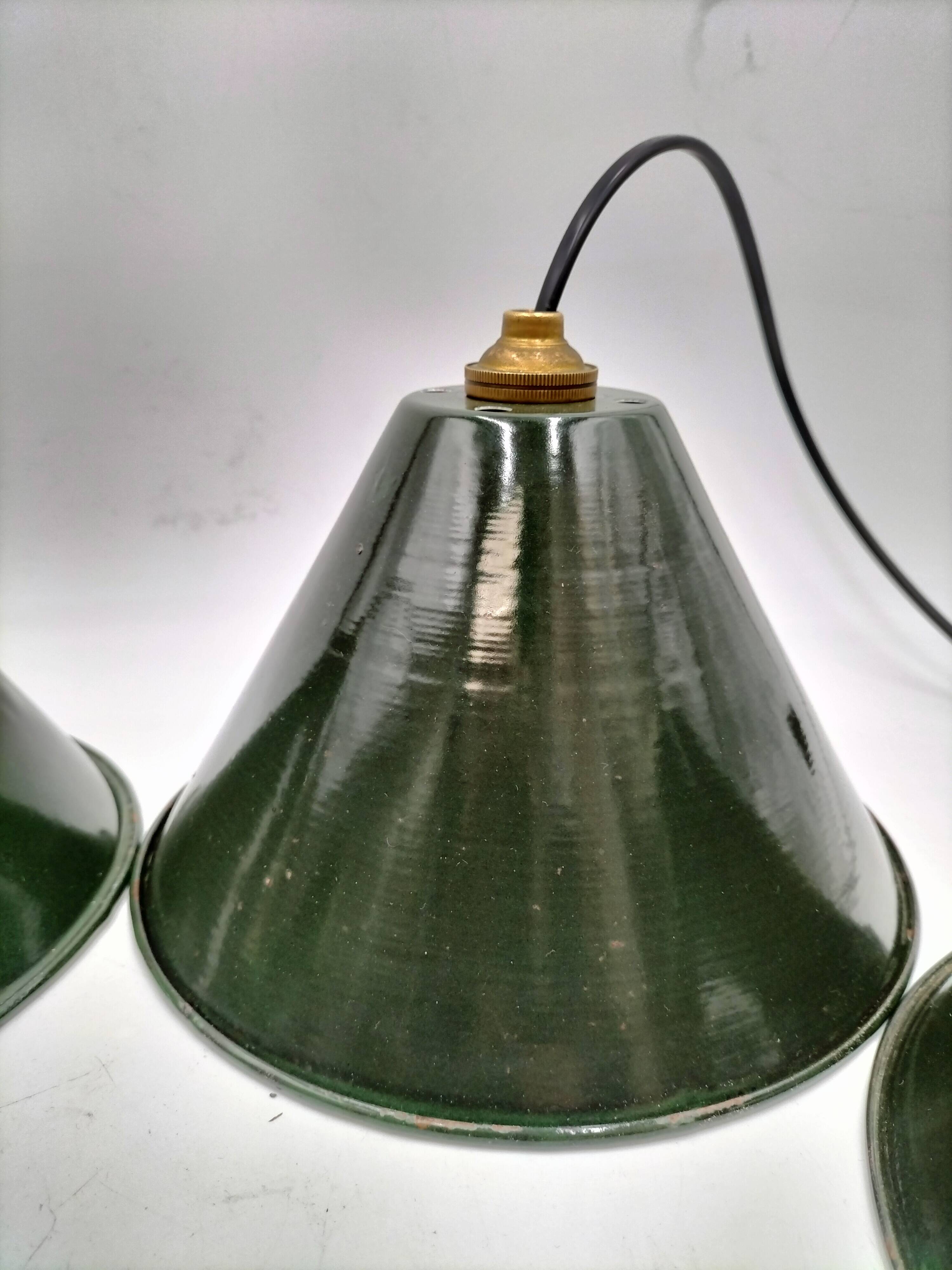 Enamelled sheet metal cone pendants