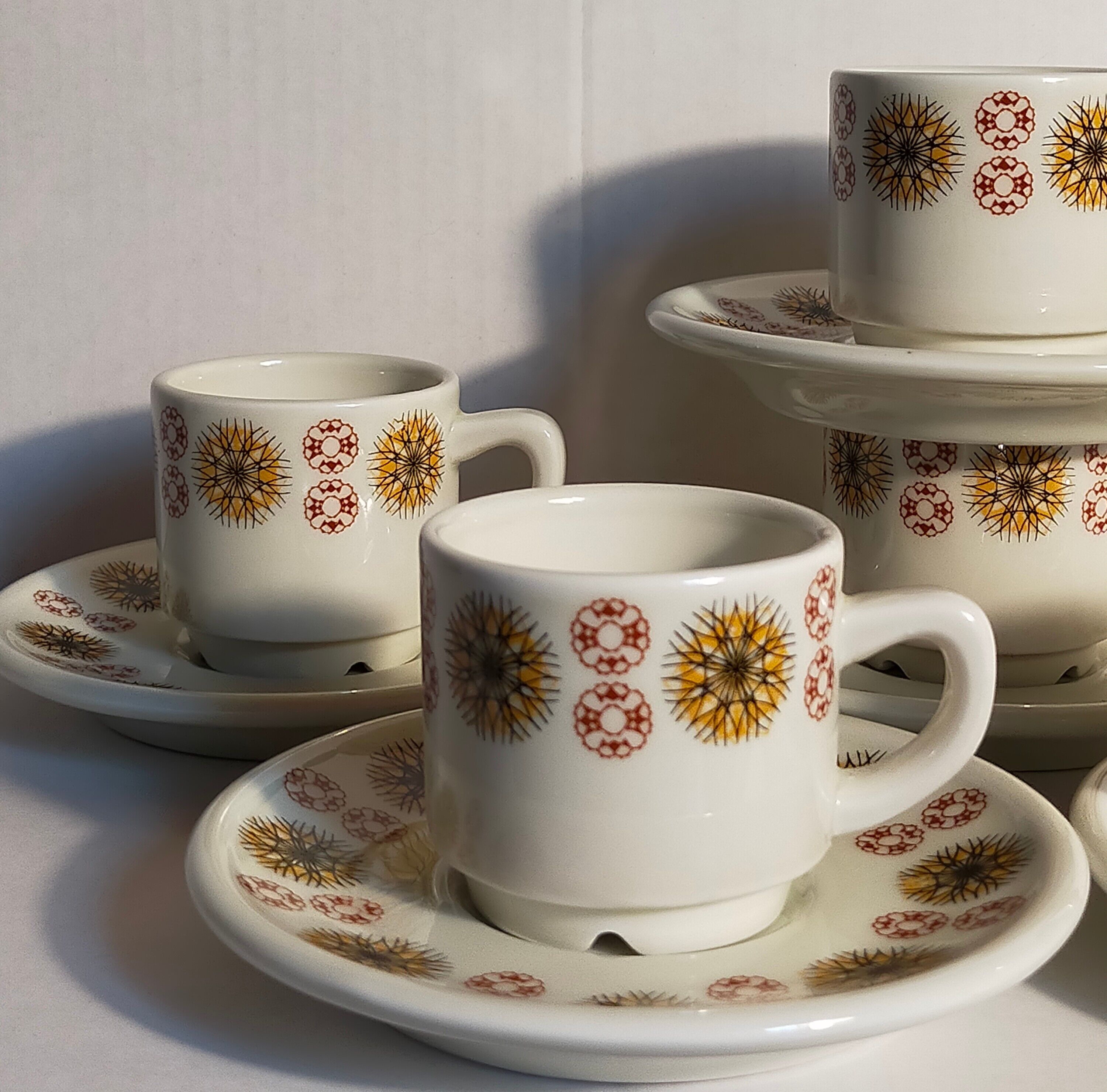 Five vintage Chauvigny porcelain espresso cups