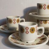 Five vintage Chauvigny porcelain espresso cups