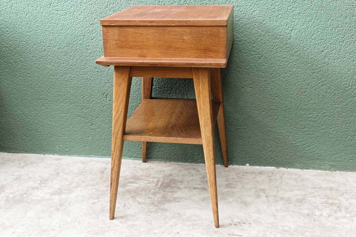 Pair of bedside tables, 1950s, compass legs