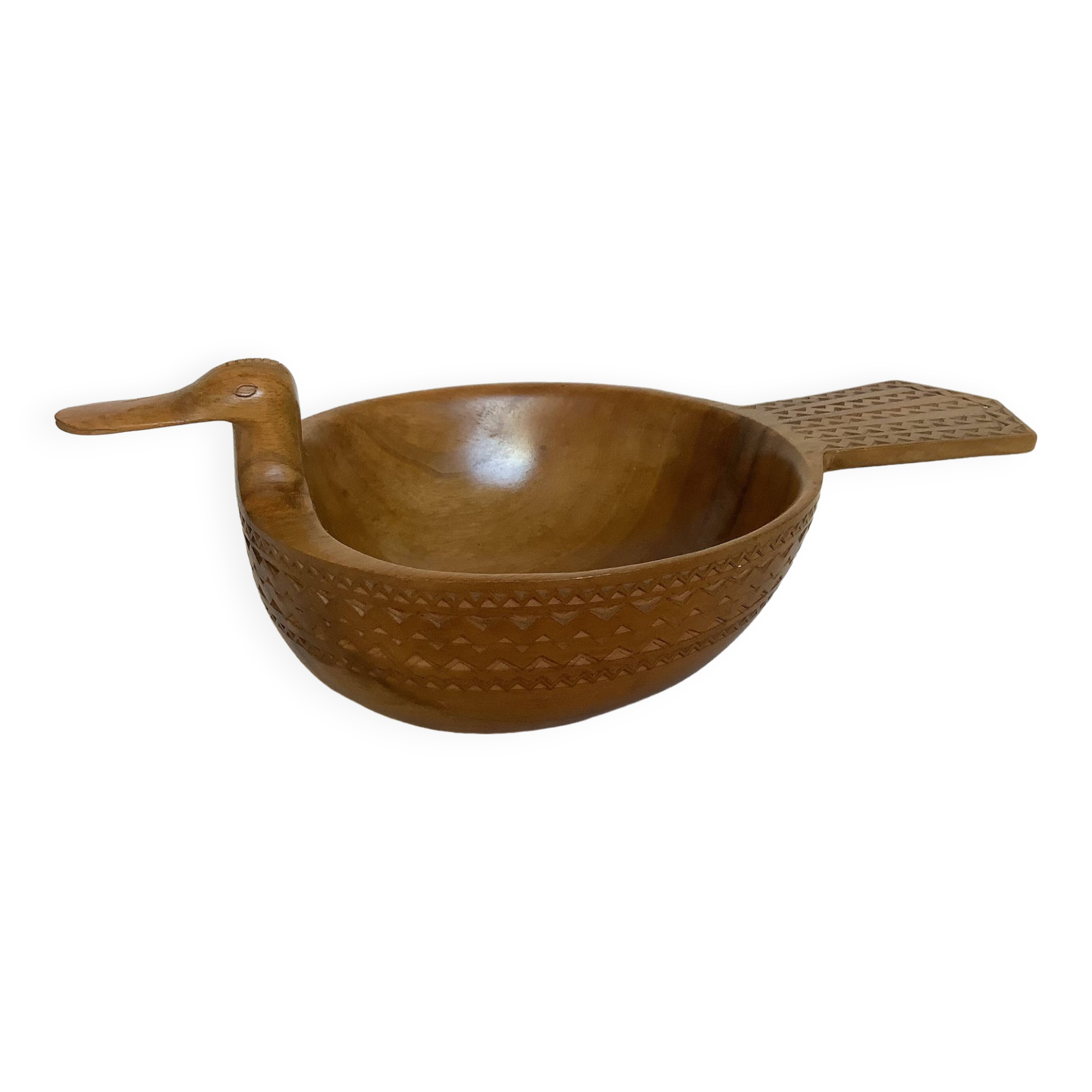 Carved wooden bird pocket