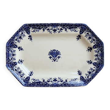 Plat de service ovale terre de fer Longchamp Rouen XIXe