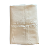 Drap ancien brodé monogramme CA