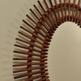Large oval bamboo rattan sun mirror