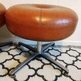 2 low brown stools