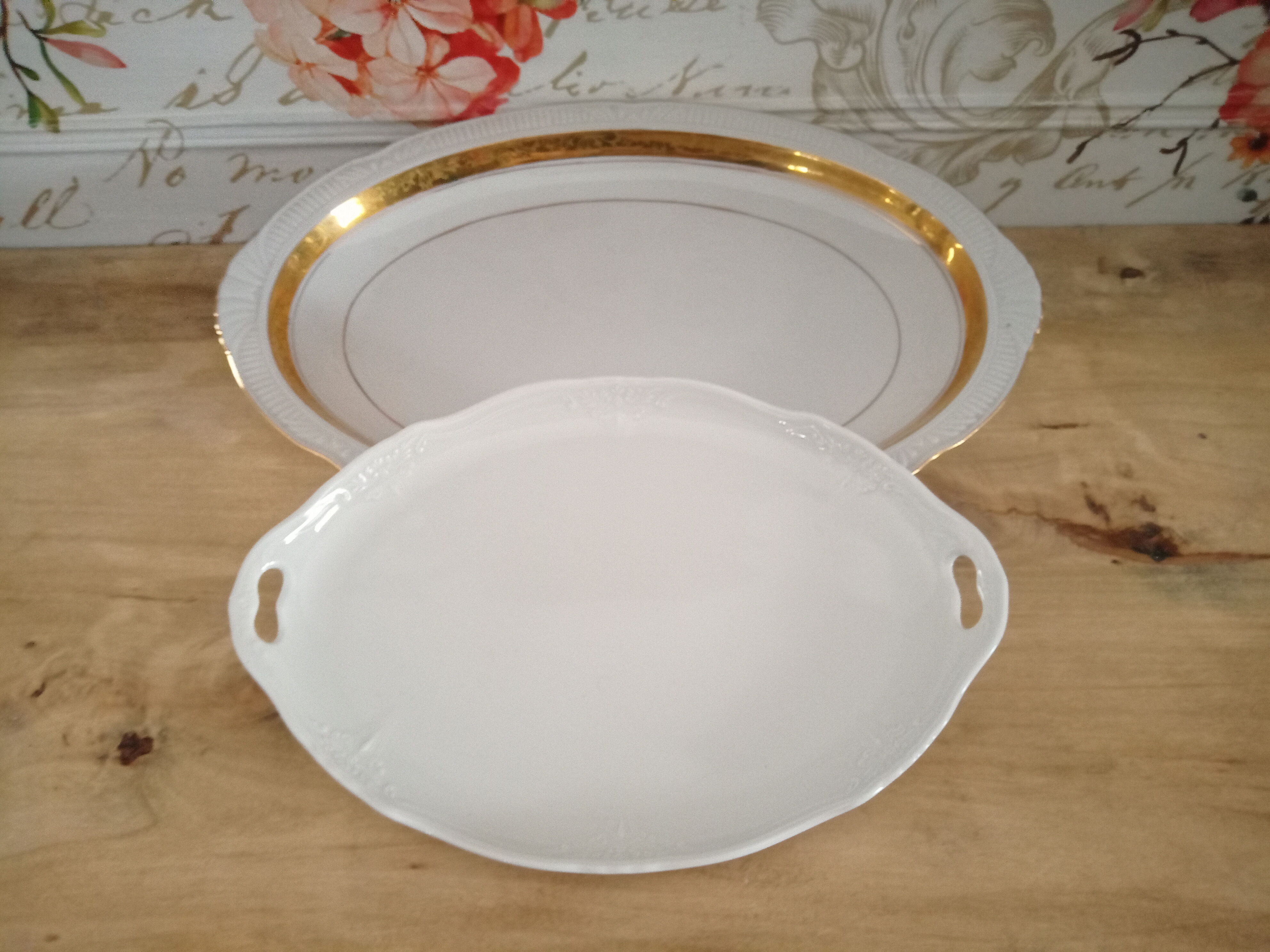 Oval porcelain dish Bavaria beige golden led