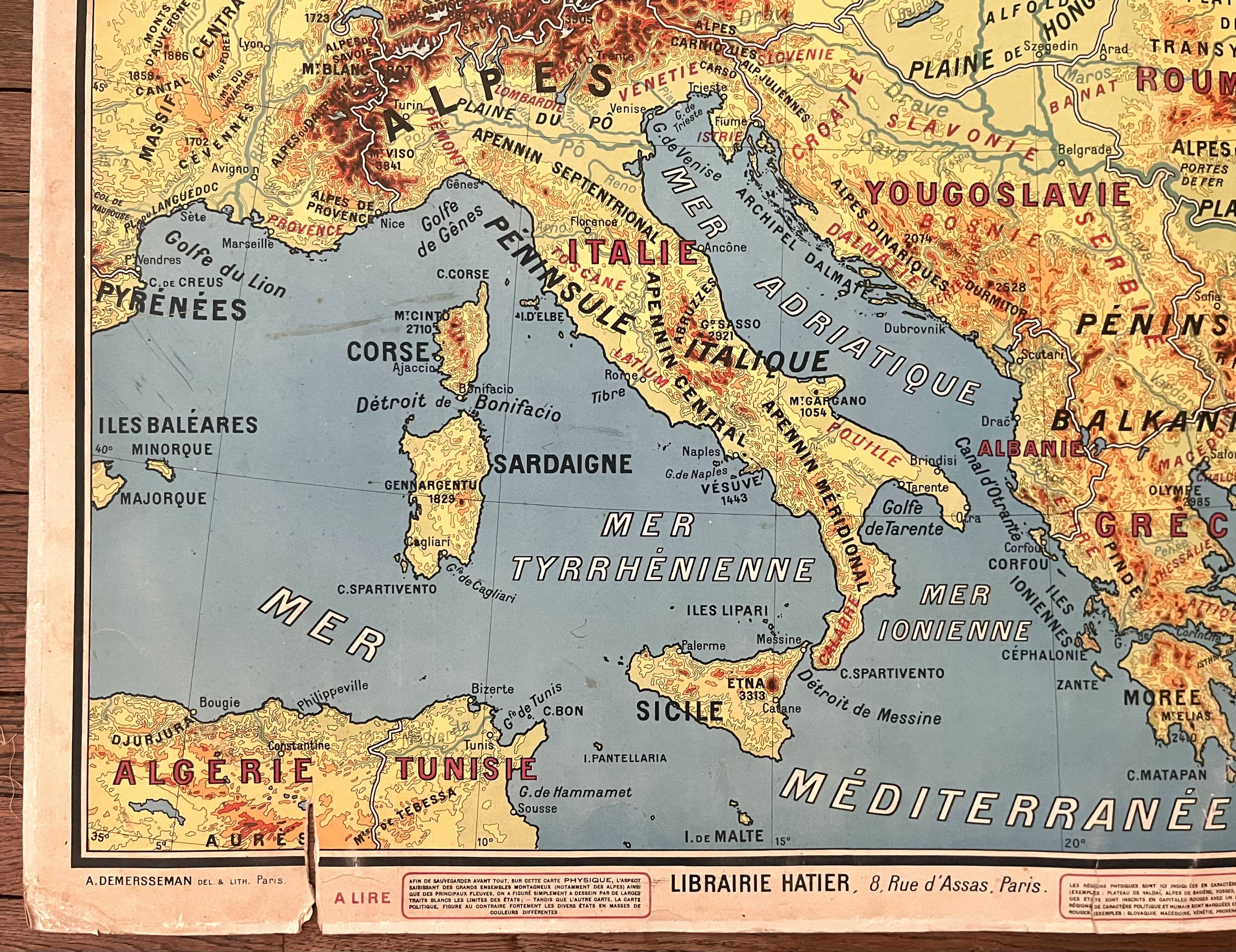 Old school map Hatier Brunhes 1, 1930 - Central Europe
