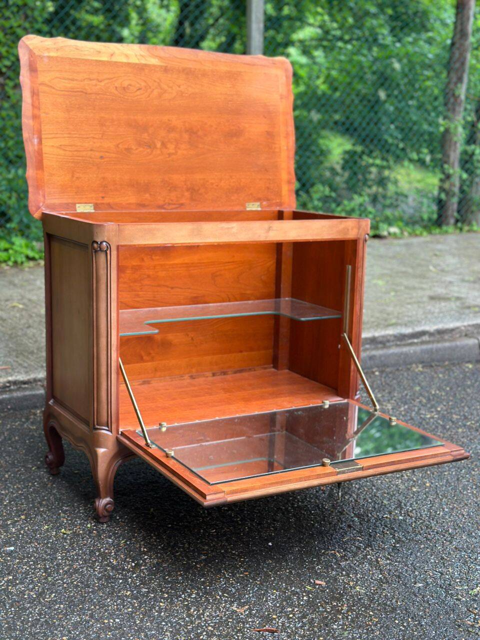 Louis XV buffet TV bar with mirror in solid wood