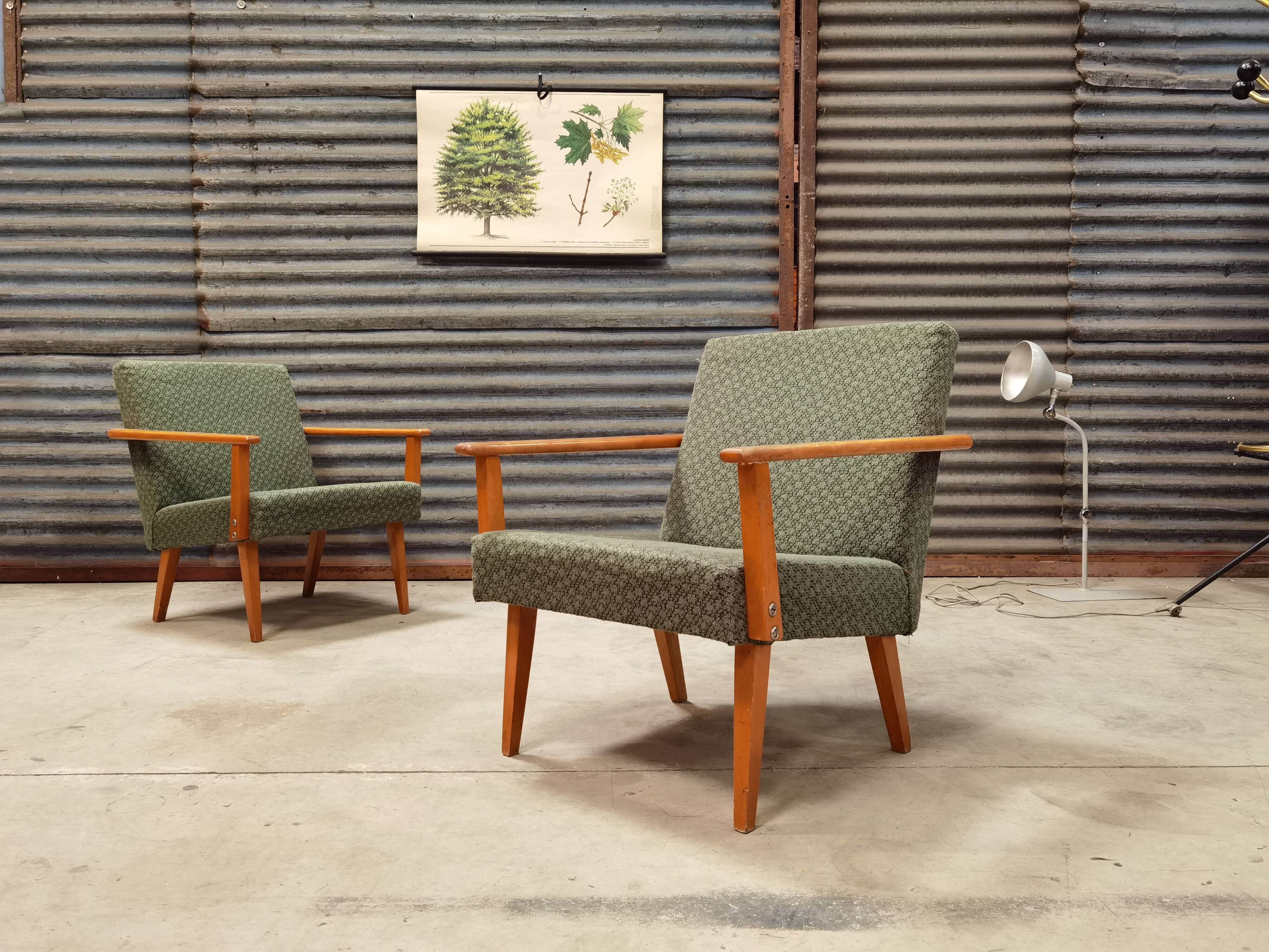 Pair of green Armchairs Tatra 1960