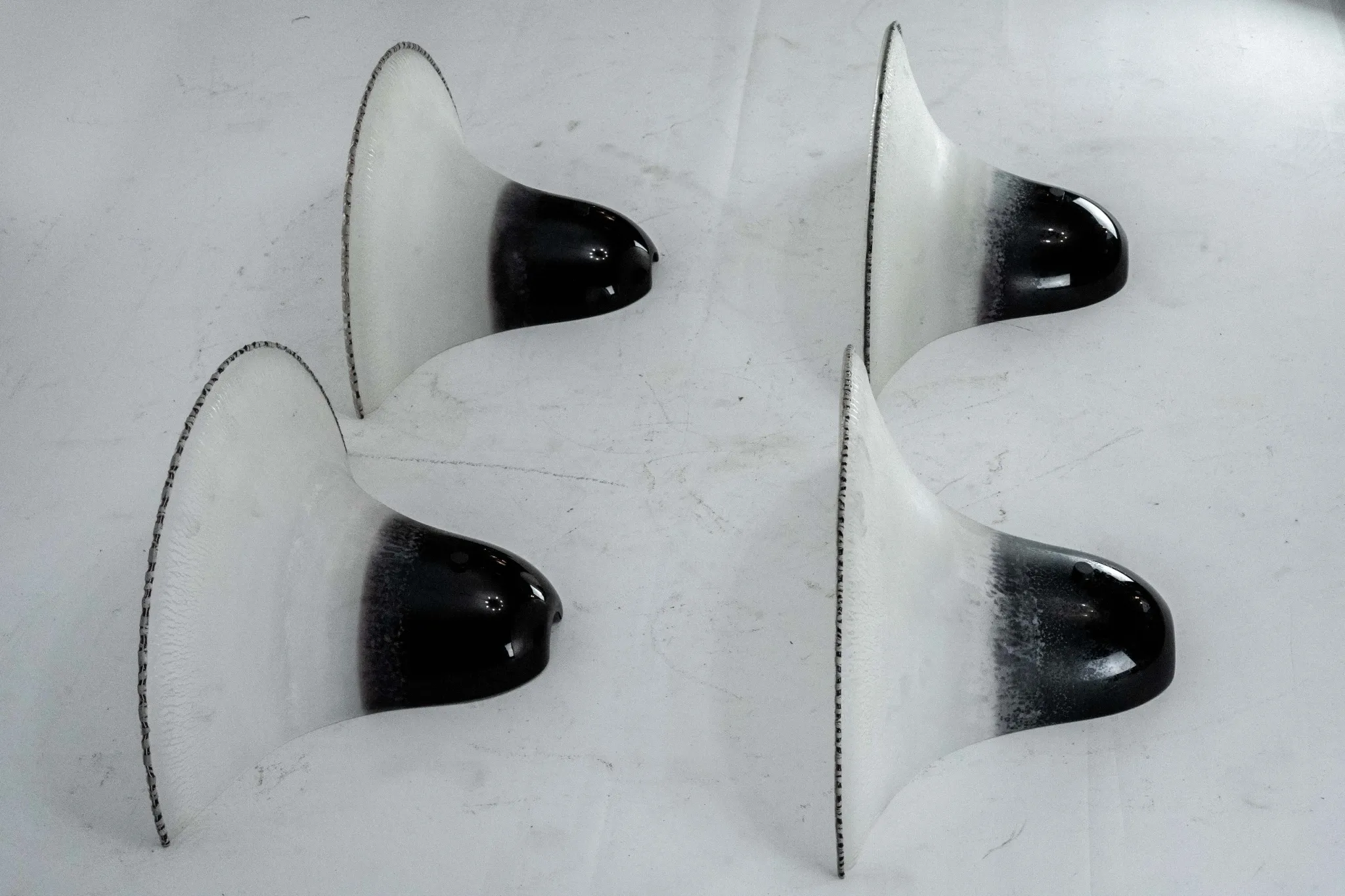 Set of four Large Labeled Barbini Murano Glass Wall Sconces. Italy 1970s