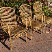 Set of 3 rattan armchairs from the 1970s France
