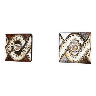 Pair of ceramic brutalist wall lamps by Pan Leuchten, 1960s