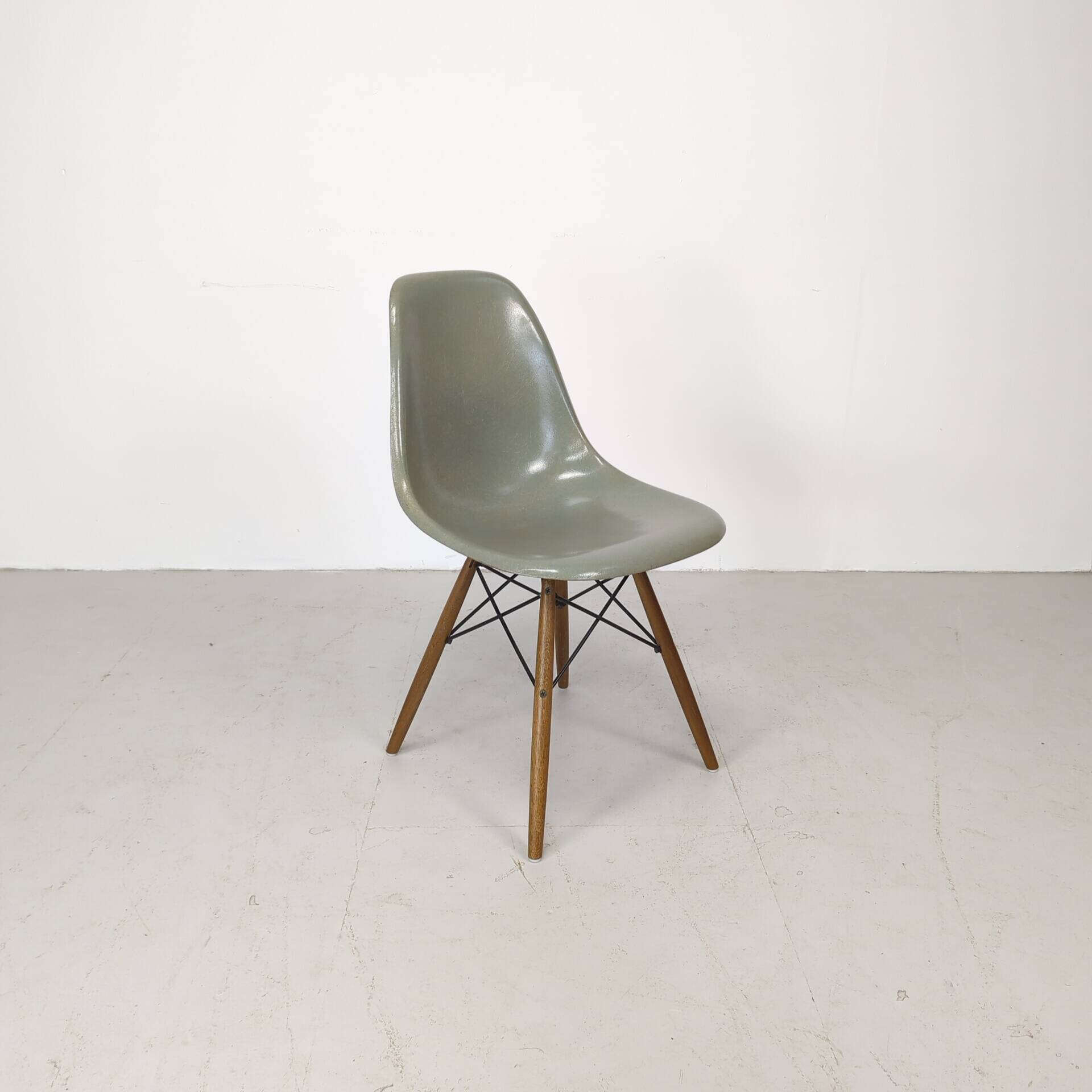Eames Herman Miller DSW side chair in seafoam green