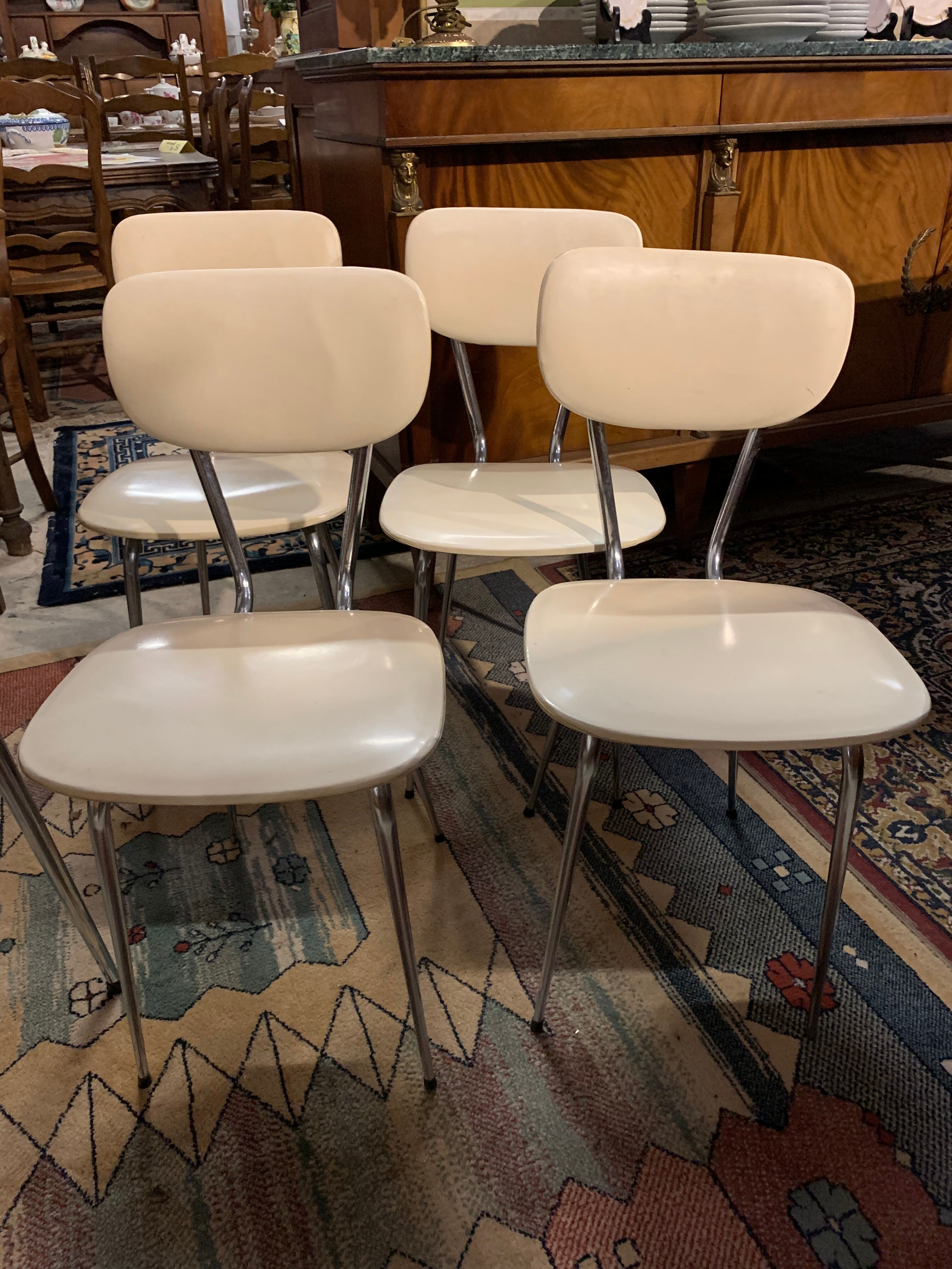 Set of 4 skaï kitchen chairs