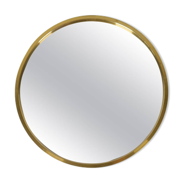 Round brass mirror from the mid-century by Glasmäster in Markaryd, Sweden, 1960s.