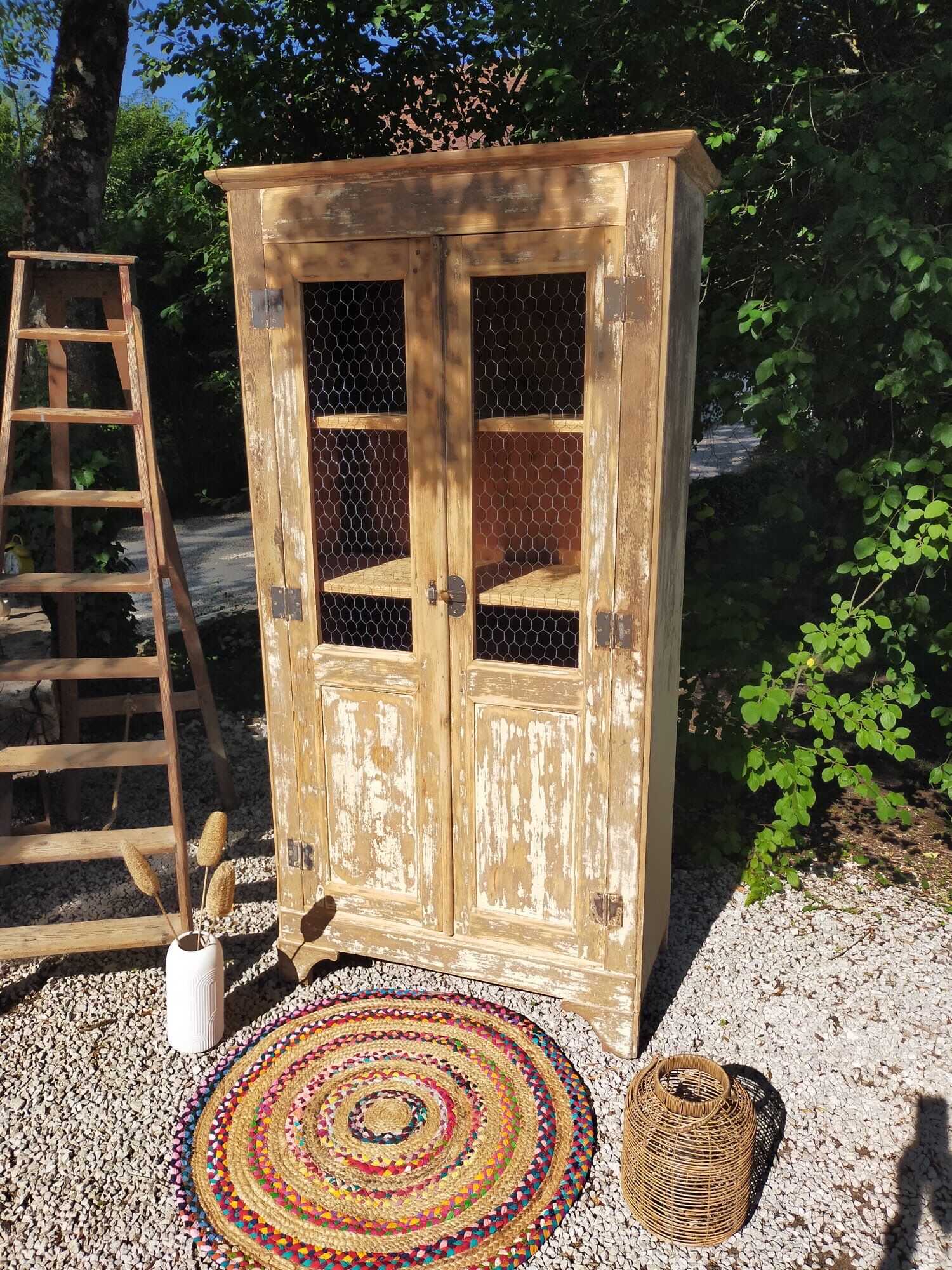 Renovated antique wooden wardrobe