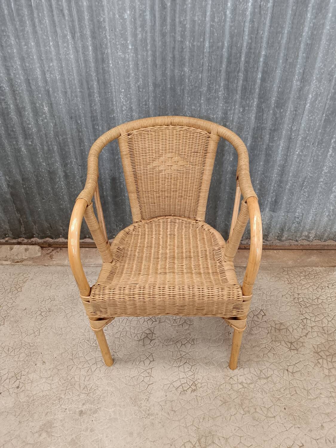 Vintage rattan wicker adult armchair
