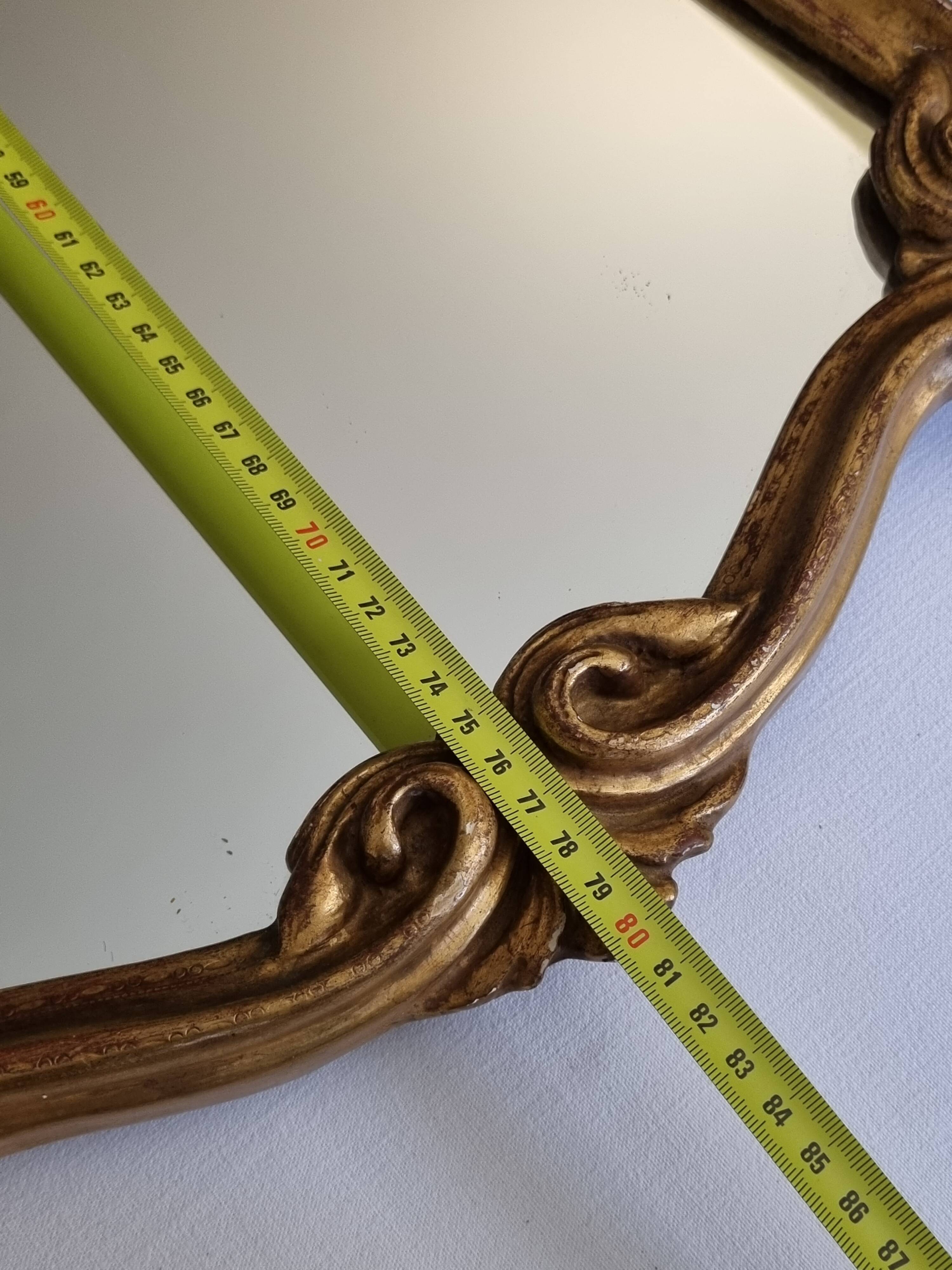 Vintage rocaille style mirror in stucco and wood 80 cm