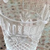 Carafe en verre et cristal transparent, ciselées, motif ananas ancienne