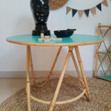 Vintage restyled rattan tripod table