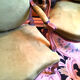 Pair of wide Louis XV armchairs reupholstered to new.