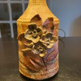 Stoneware lamp with pink decoration from the 70s