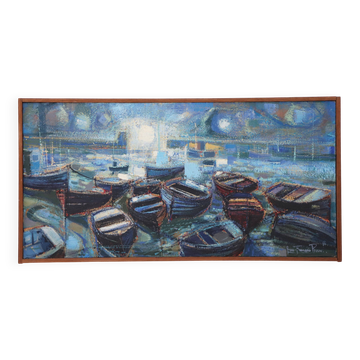 Huile sur toile — Les barques de nuit, 1964