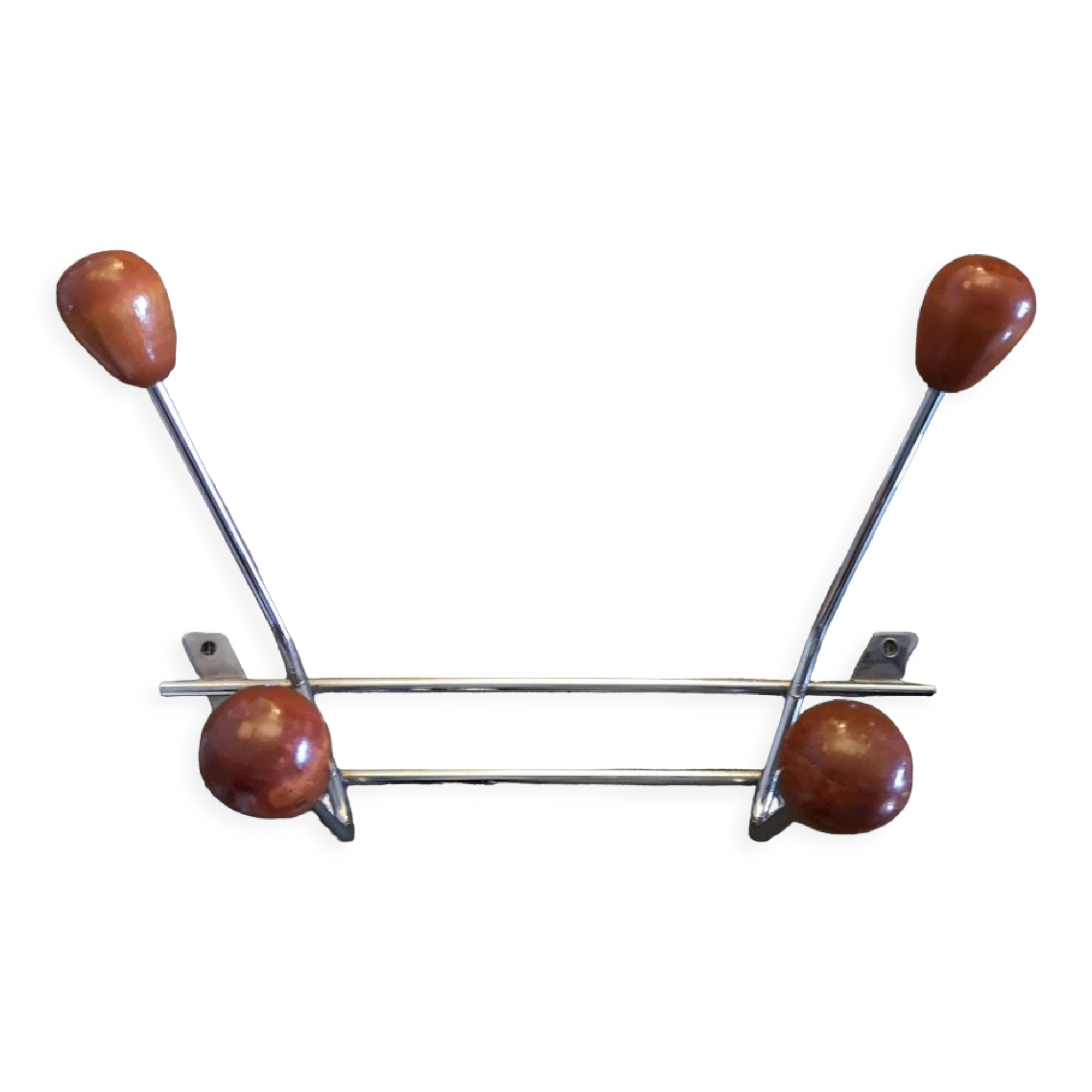 Coat rack/wall hook chrome and wood - 1960s/1970s