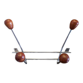 Coat rack/wall hook chrome and wood - 1960s/1970s