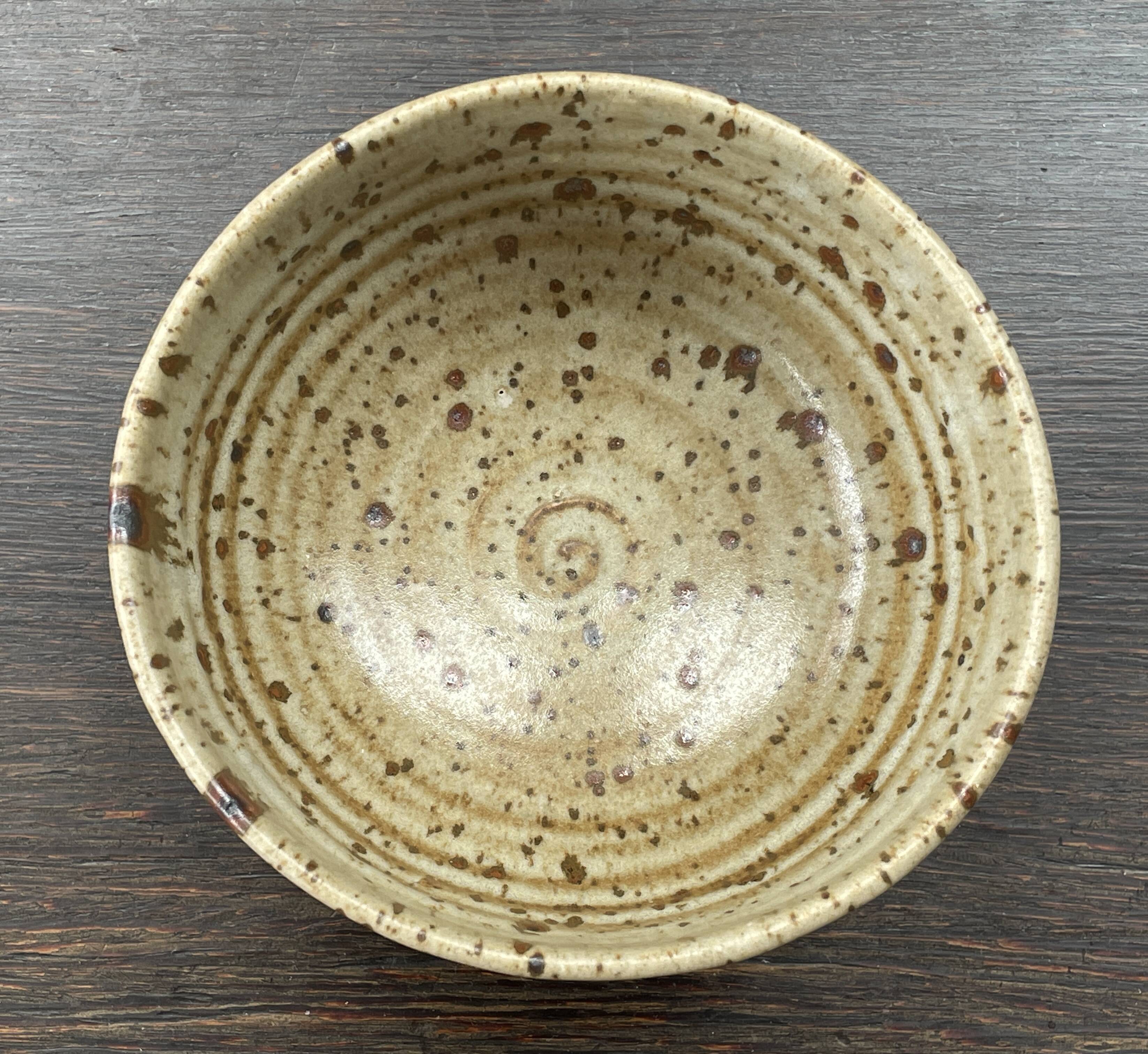 Pyrite stone bowl signed by Gustave Tiffoche – vintage French ceramics from the 70s.