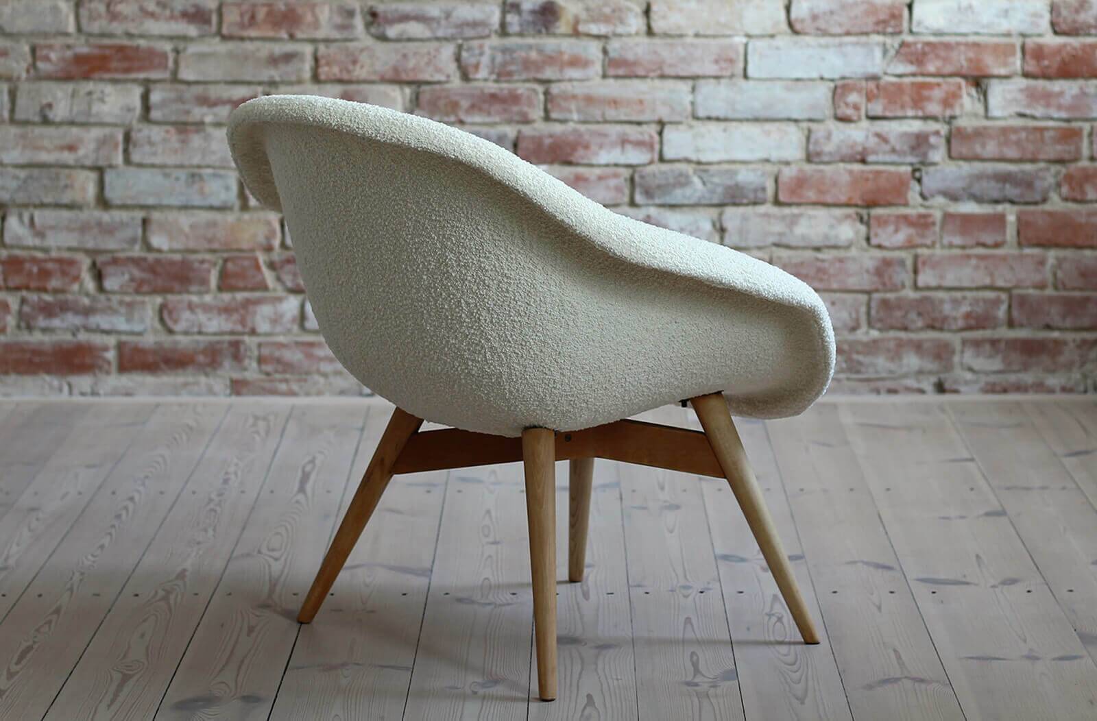 Mid Century Modern Lounge Chair, Czech Republic, 1950s, French Boucle Fabric