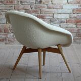 Mid Century Modern Lounge Chair, Czech Republic, 1950s, French Boucle Fabric