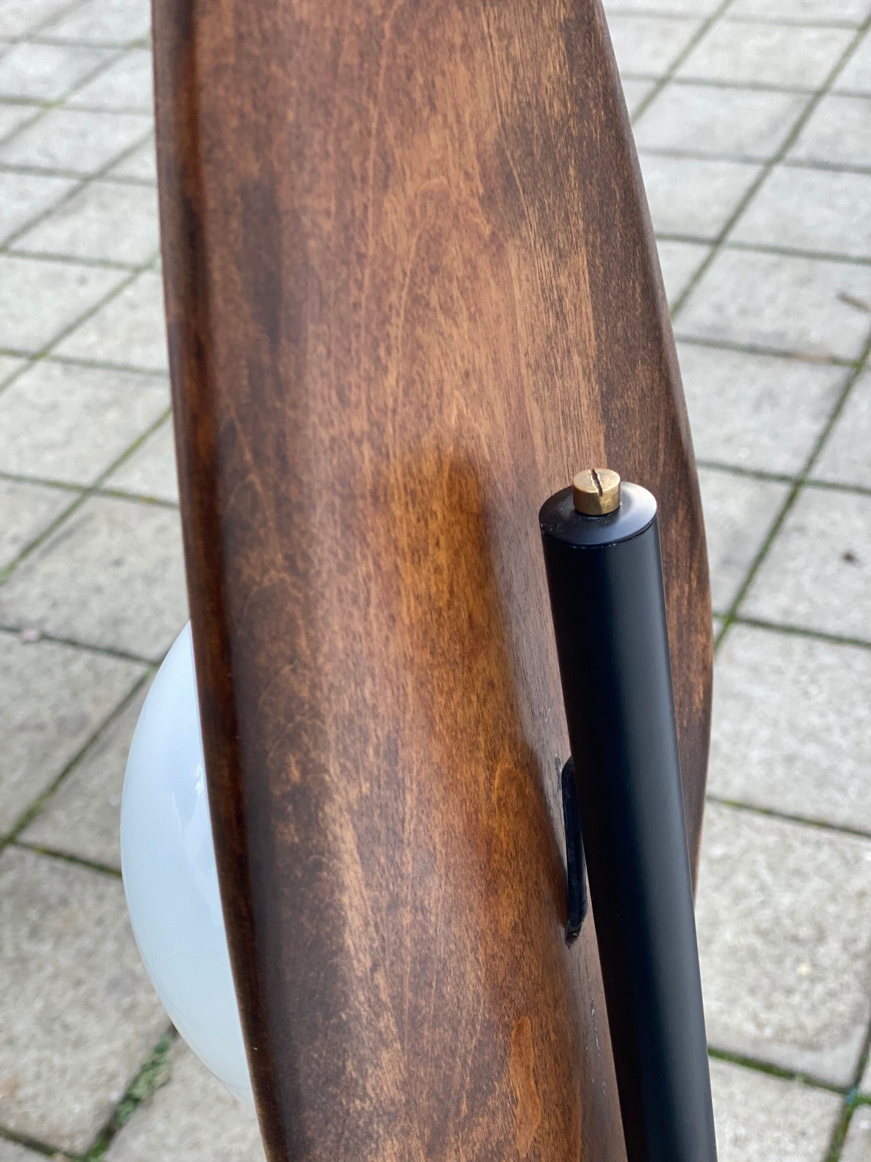 Vintage italian double lamp on a organic oak wood base