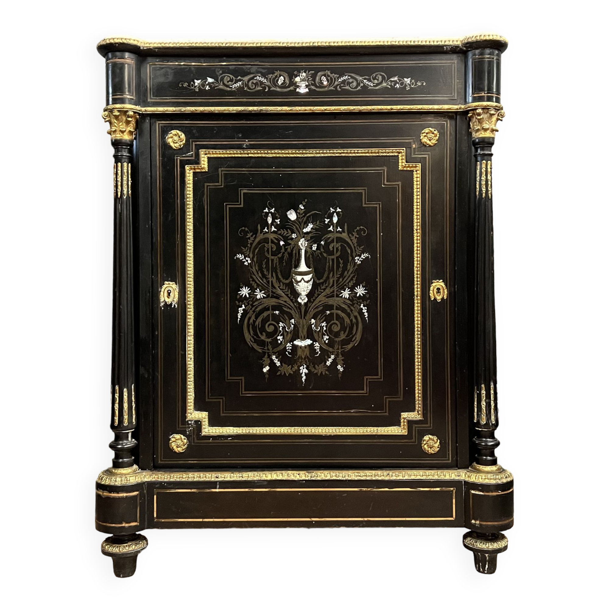 Superb support furniture Boulle era Napoleon III lacquered black around 1850