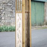 Vintage screen, old 3-panel screen, molded wood and fabric screen