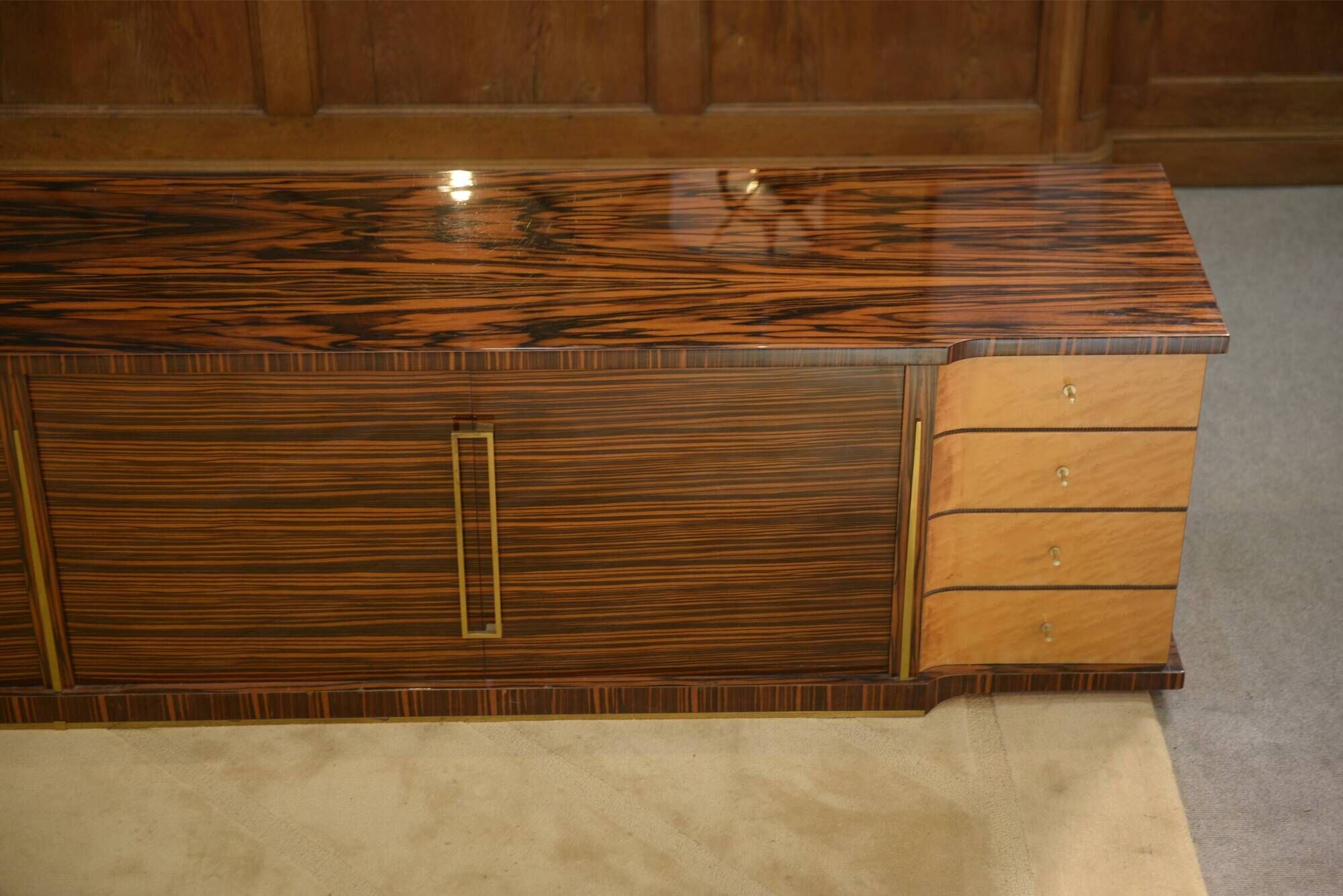 Minimalist enfilade in ebony and sycamore 1960s